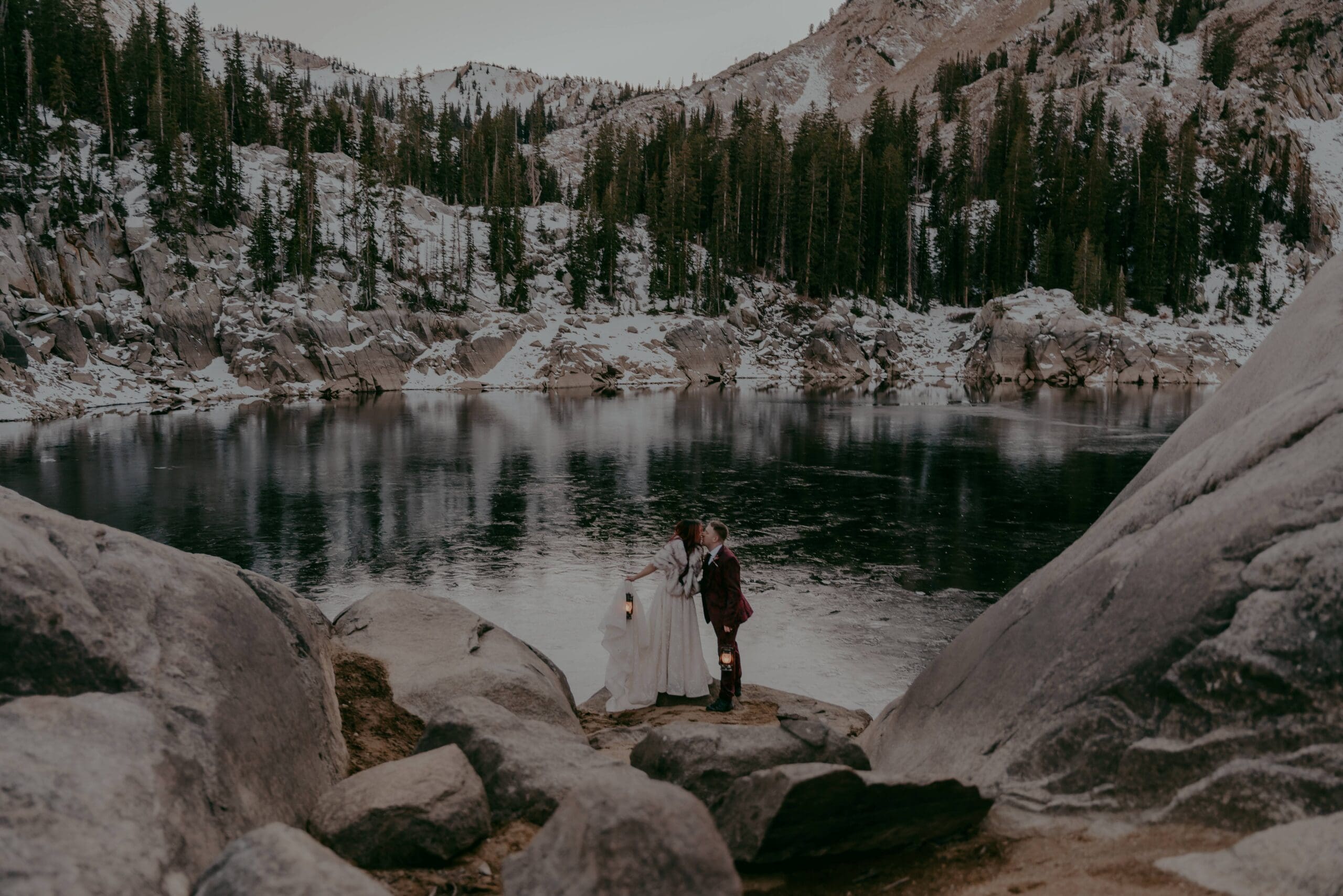 winter mountain elopement for adventurous couples in Utah