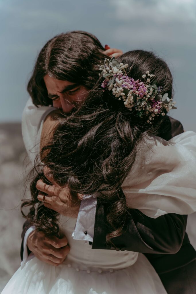 emotional romantic elopement couple in Yosemite National Park
